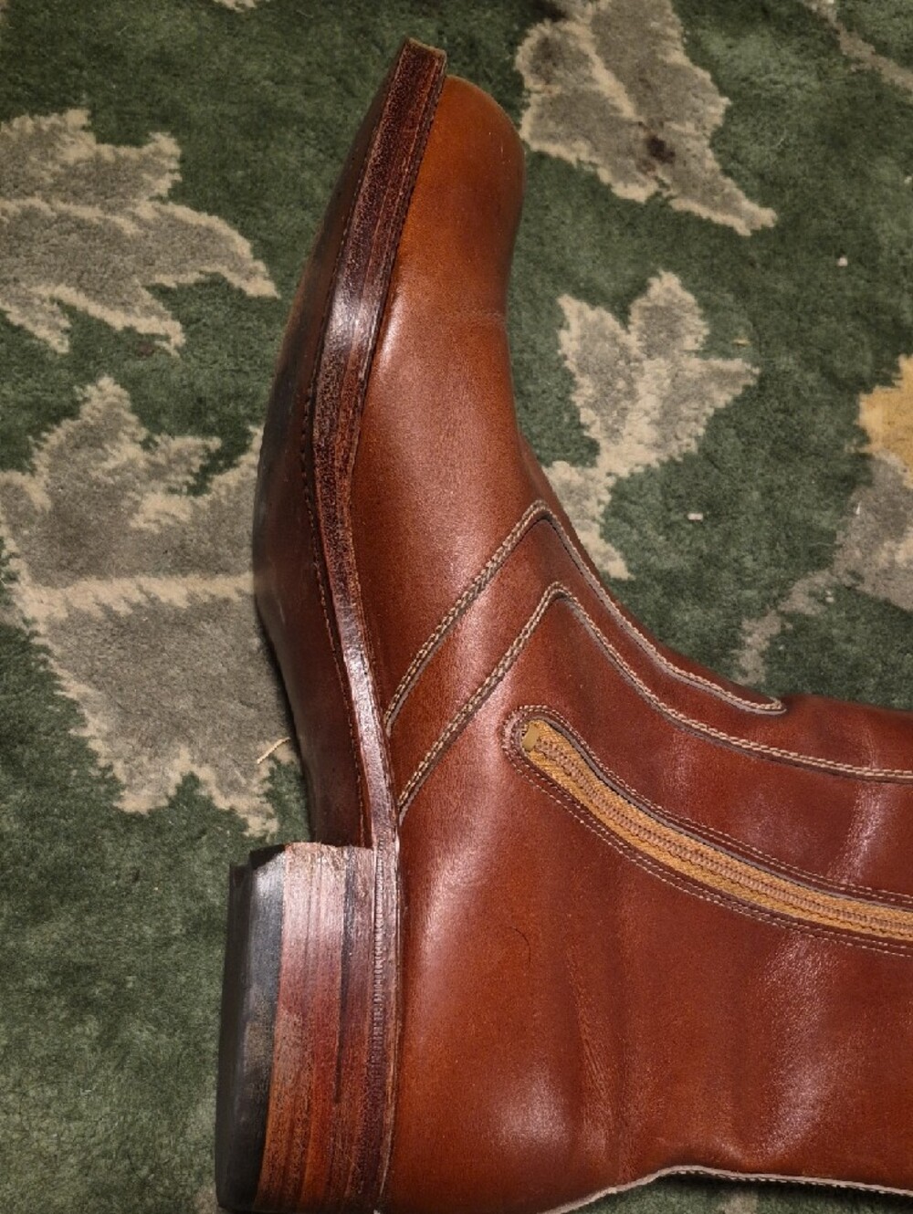 Men's Brown Leather Zip-Front Work Boots - Picture 7 of 15